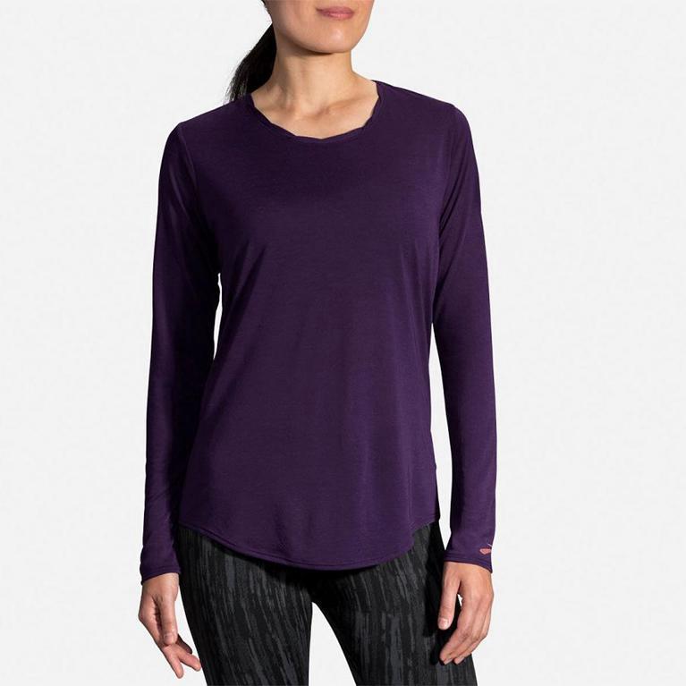 Brooks Distance Women's Long Sleeve Running Shirt - Purple (58193-XNIT)